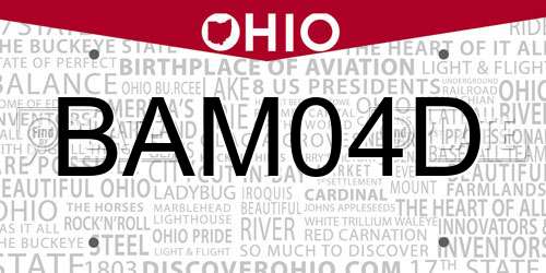 BAM04D Ohio License Plate