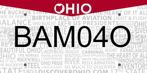 BAM04O Ohio License Plate