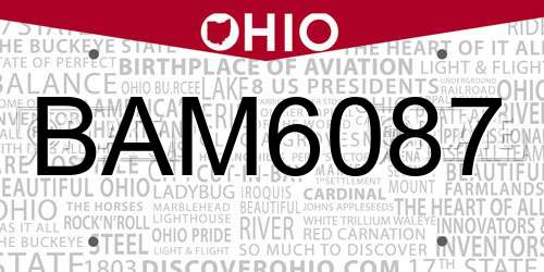 BAM6087 Ohio License Plate