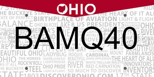BAMQ40 Ohio License Plate