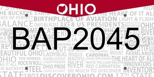 BAP2045 Ohio License Plate