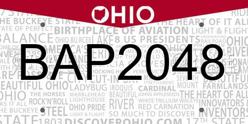 BAP2048 Ohio License Plate
