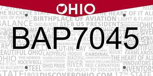 BAP7045 Ohio License Plate