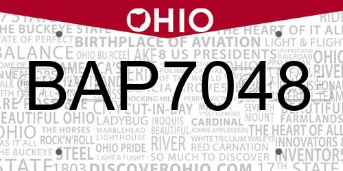 BAP7048 Ohio License Plate
