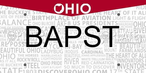 BAPST Ohio License Plate