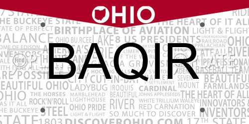 BAQIR Ohio License Plate