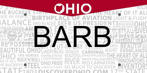 BARB Ohio License Plate