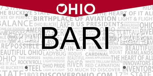 BARI Ohio License Plate