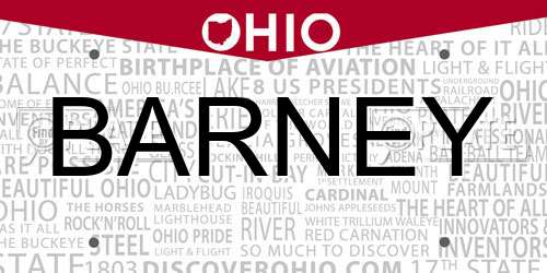BARNEY Ohio License Plate