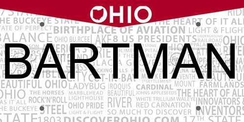 BARTMAN Ohio License Plate