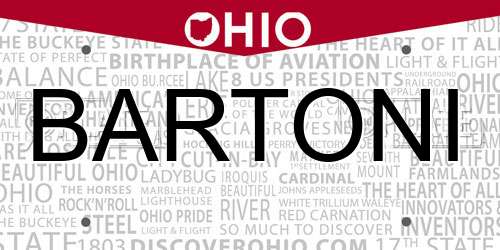 BARTONI Ohio License Plate