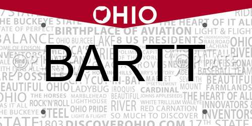 BARTT Ohio License Plate
