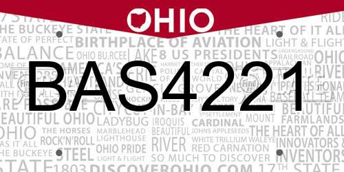 BAS4221 Ohio License Plate