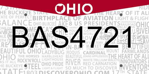 BAS4721 Ohio License Plate