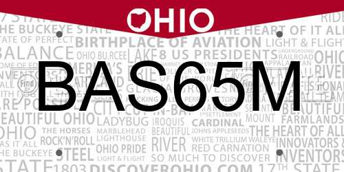 BAS65M Ohio License Plate