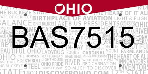 BAS7515 Ohio License Plate