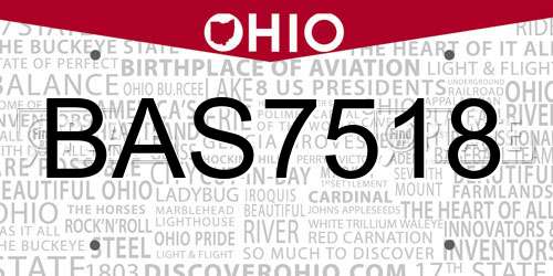 BAS7518 Ohio License Plate