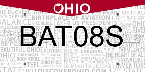 BAT08S Ohio License Plate