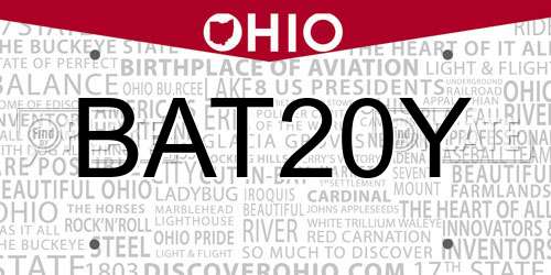 BAT20Y Ohio License Plate