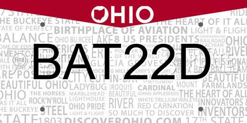 BAT22D Ohio License Plate