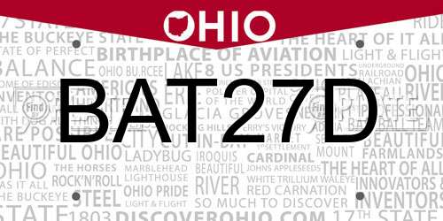 BAT27D Ohio License Plate