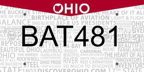 BAT481 Ohio License Plate