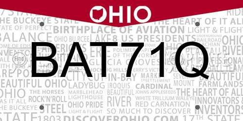 BAT71Q Ohio License Plate