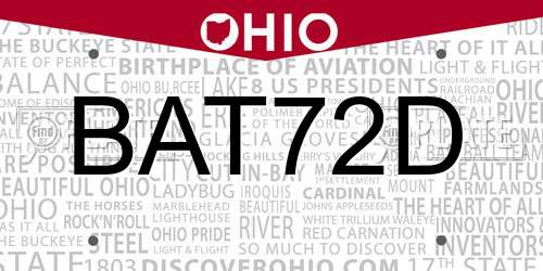 BAT72D Ohio License Plate