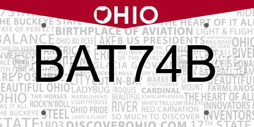 BAT74B Ohio License Plate