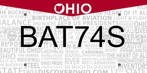 BAT74S Ohio License Plate