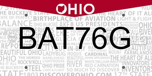 BAT76G Ohio License Plate