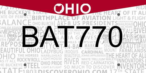 BAT770 Ohio License Plate