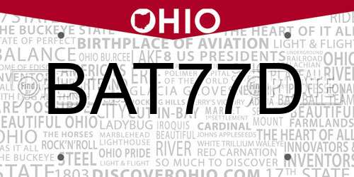 BAT77D Ohio License Plate