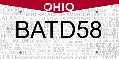 BATD58 Ohio License Plate