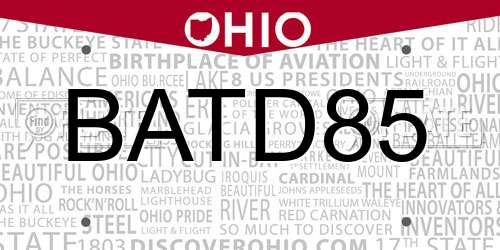 BATD85 Ohio License Plate