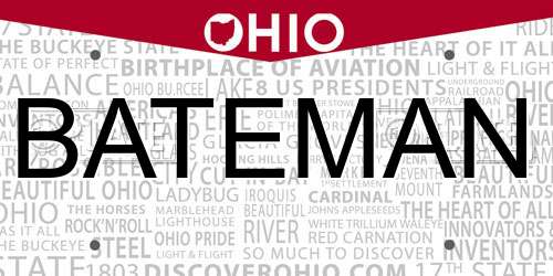 BATEMAN Ohio License Plate