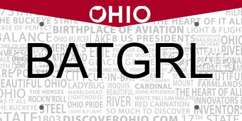 BATGRL Ohio License Plate