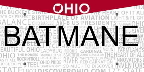 BATMANE Ohio License Plate