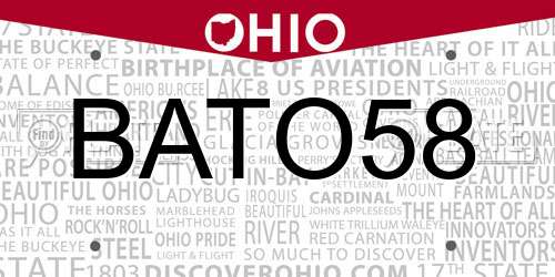 BATO58 Ohio License Plate