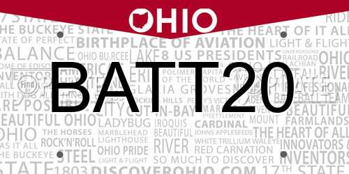 BATT20 Ohio License Plate