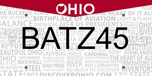 BATZ45 Ohio License Plate