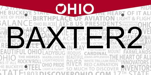 BAXTER2 Ohio License Plate