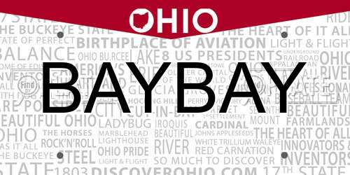 BAYBAY Ohio License Plate