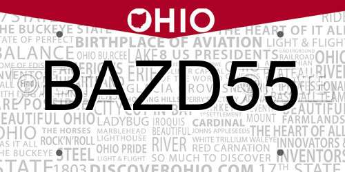 BAZD55 Ohio License Plate