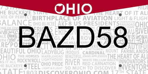 BAZD58 Ohio License Plate