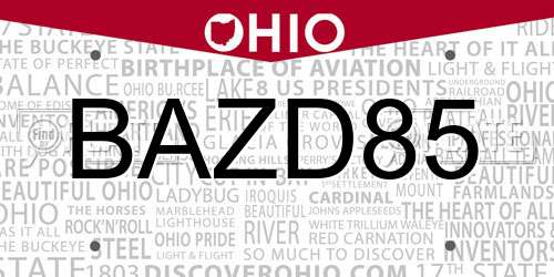 BAZD85 Ohio License Plate