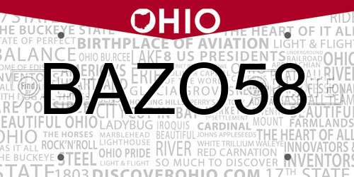 BAZO58 Ohio License Plate