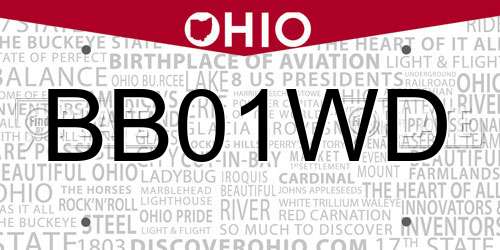 BB01WD Ohio License Plate