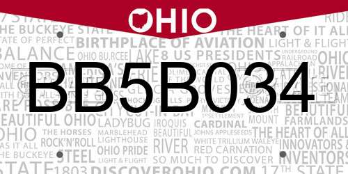 BB5B034 Ohio License Plate