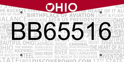 BB65516 Ohio License Plate